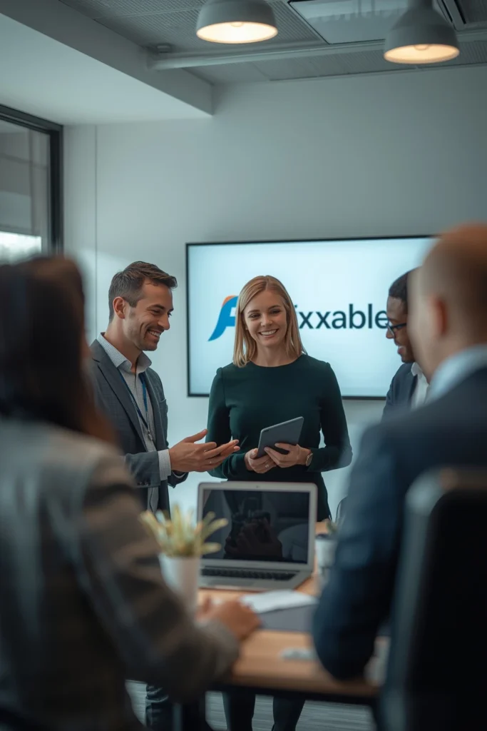 Fixxable text logo in blue, representing UK business automation platform branding.