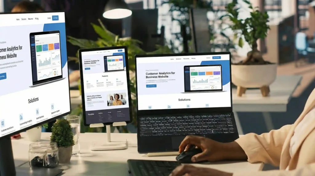 Website builder helping businesses create and update pages easily without technical complexity.