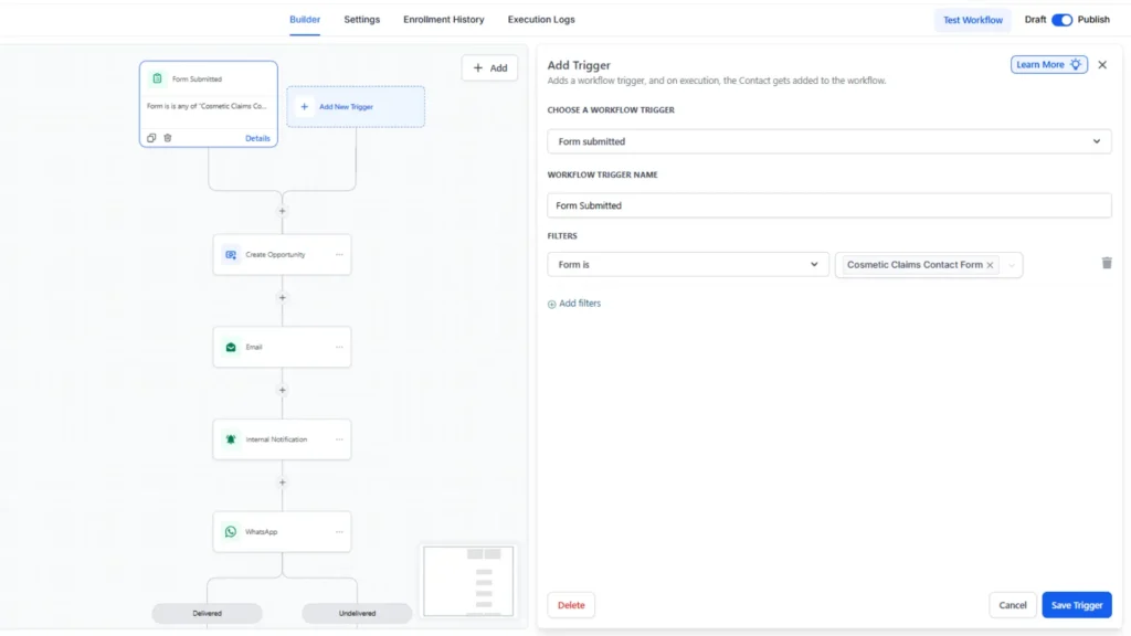 Lead automation for small businesses showing enquiry to booking workflow