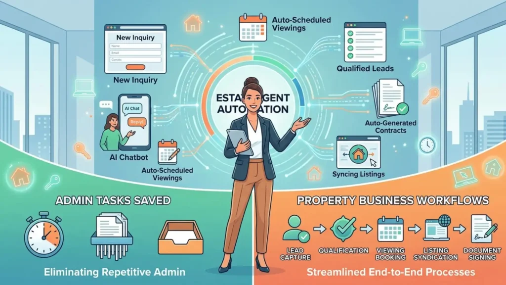 Estate agent automation saving time on admin tasks and property business workflow automation