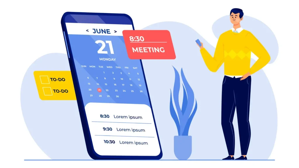 SMS appointment reminders sequence showing booking confirmation, day-before reminder and hour-before reminder