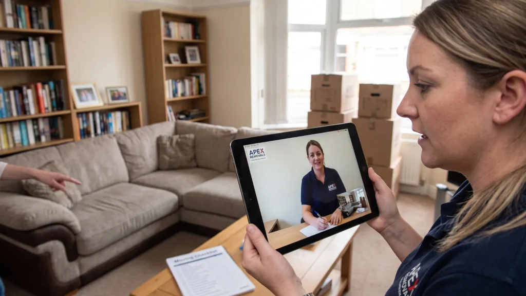 Removal company using a virtual video survey to prepare an accurate quote