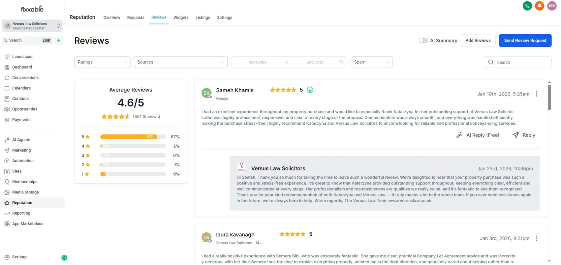 Fixxable reviews and reputation management